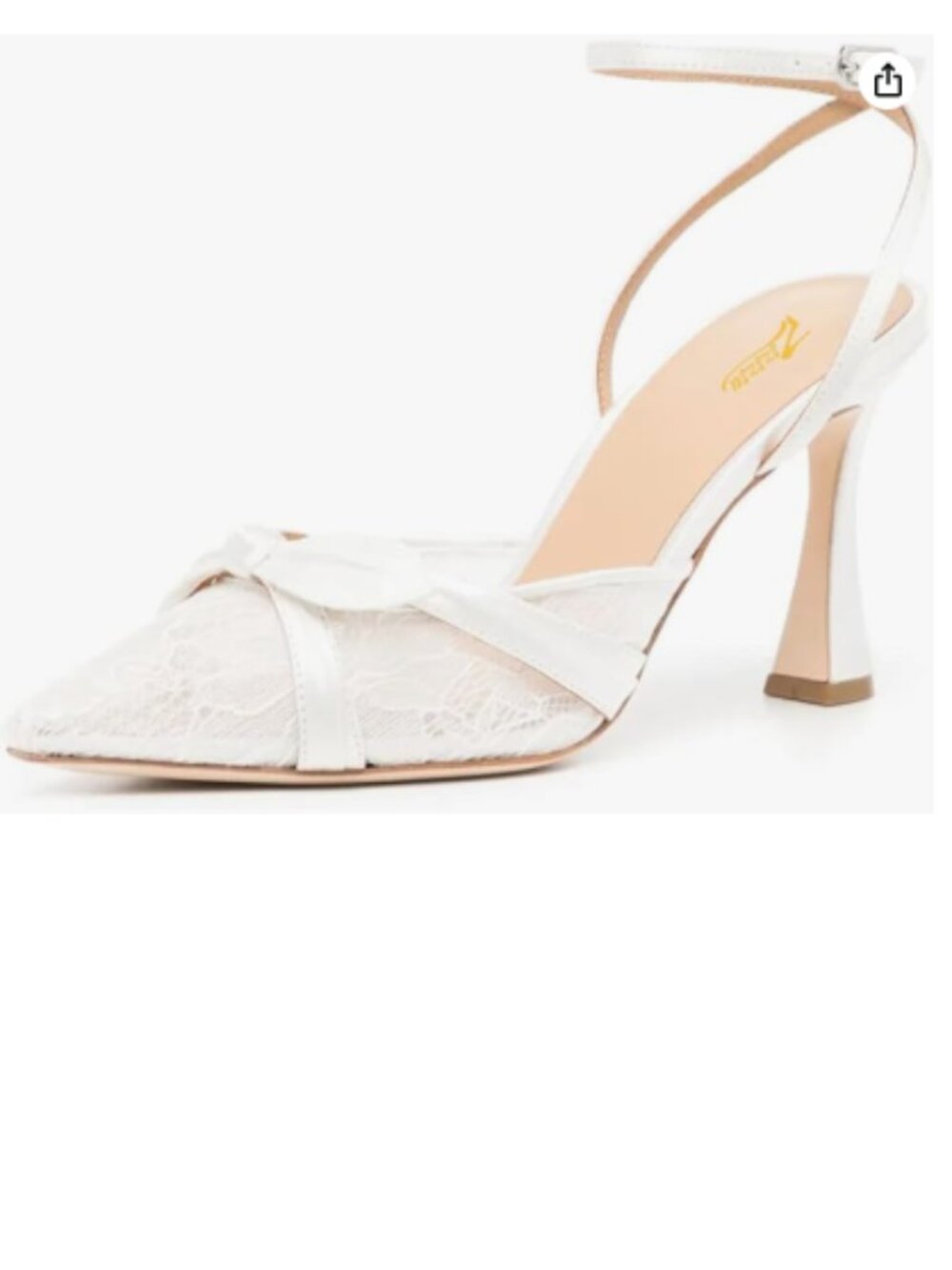 Zszszsu White Sexy Lace with Bowknot Pointed Toe High Chunky Heels Pumps